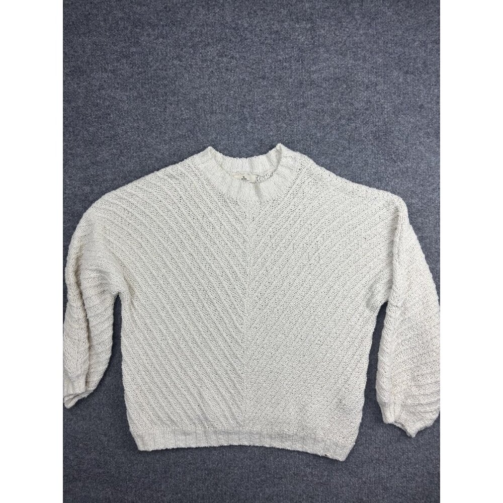 Rip Curl Sweater Womens Small White Textured Chevron Knit Crew Neck Pullover‎